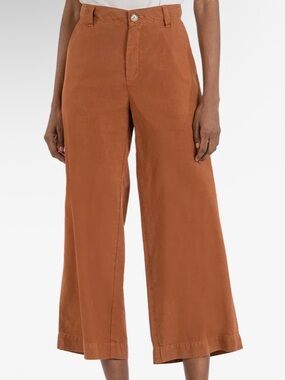 KUT From The Kloth Charlotte Wide Leg Cropped Pants Rust Brown Sz 10 Mid Rise
